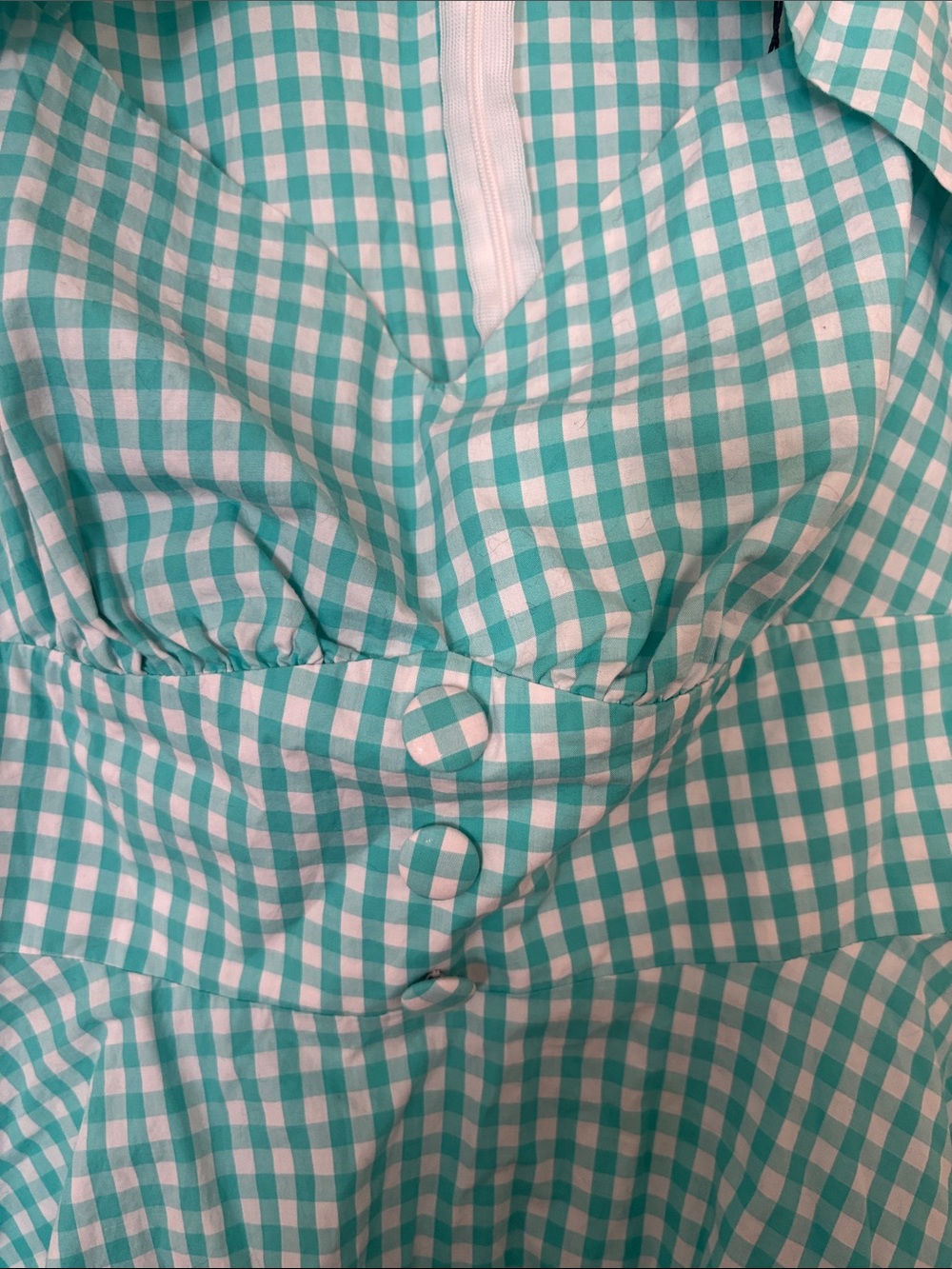 Voodoo Vixen size Large retro gingham summer keyhole dress - Picture 5 of 7